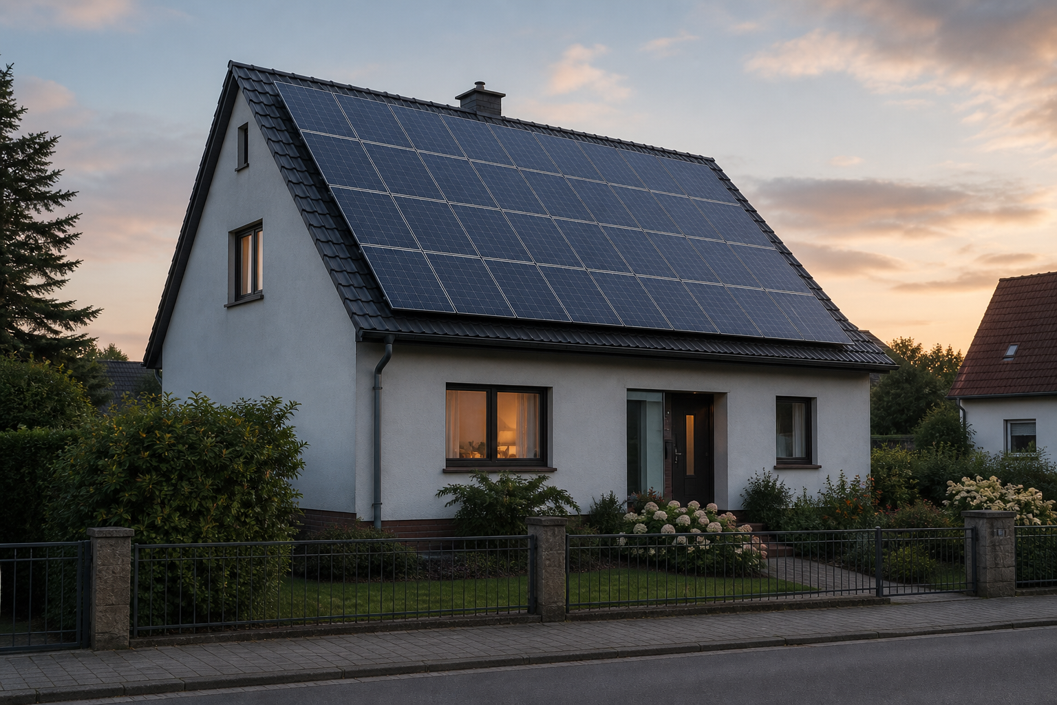Illustrative Darstellung zum Ratgeberthema Photovoltaikanlage fürs Einfamilienhaus vollständig planen