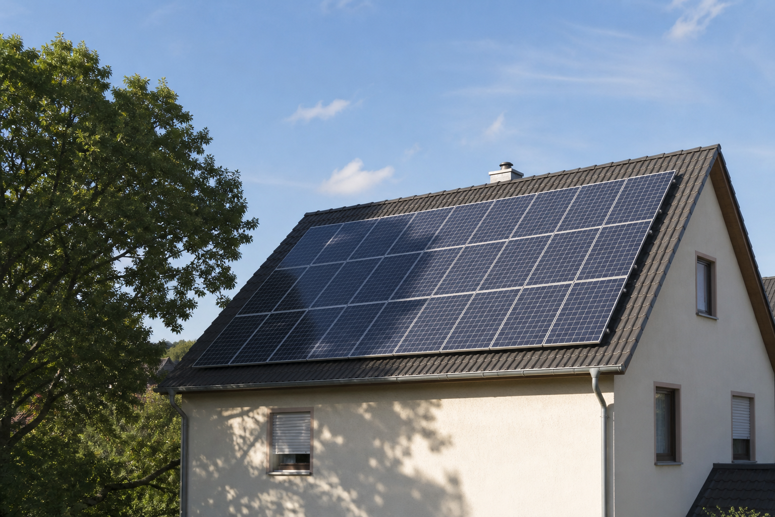 Illustrative Darstellung zum Ratgeberthema Verschattung bei Photovoltaik realistisch bewerten