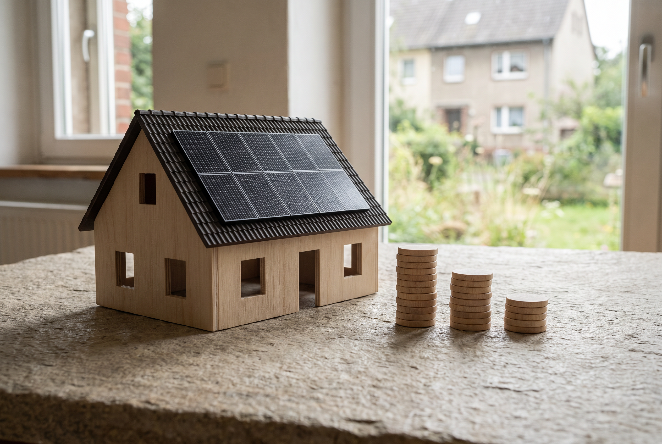 Illustrative Darstellung zum Ratgeberthema Solaranlage: Kostenfaktoren ohne pauschale Preisversprechen